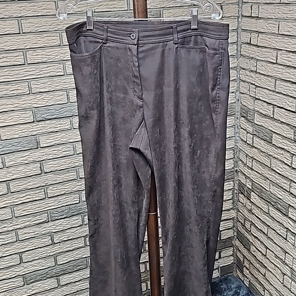 Coldwater Creek Faux Suaded Pants Sz 14 Brown